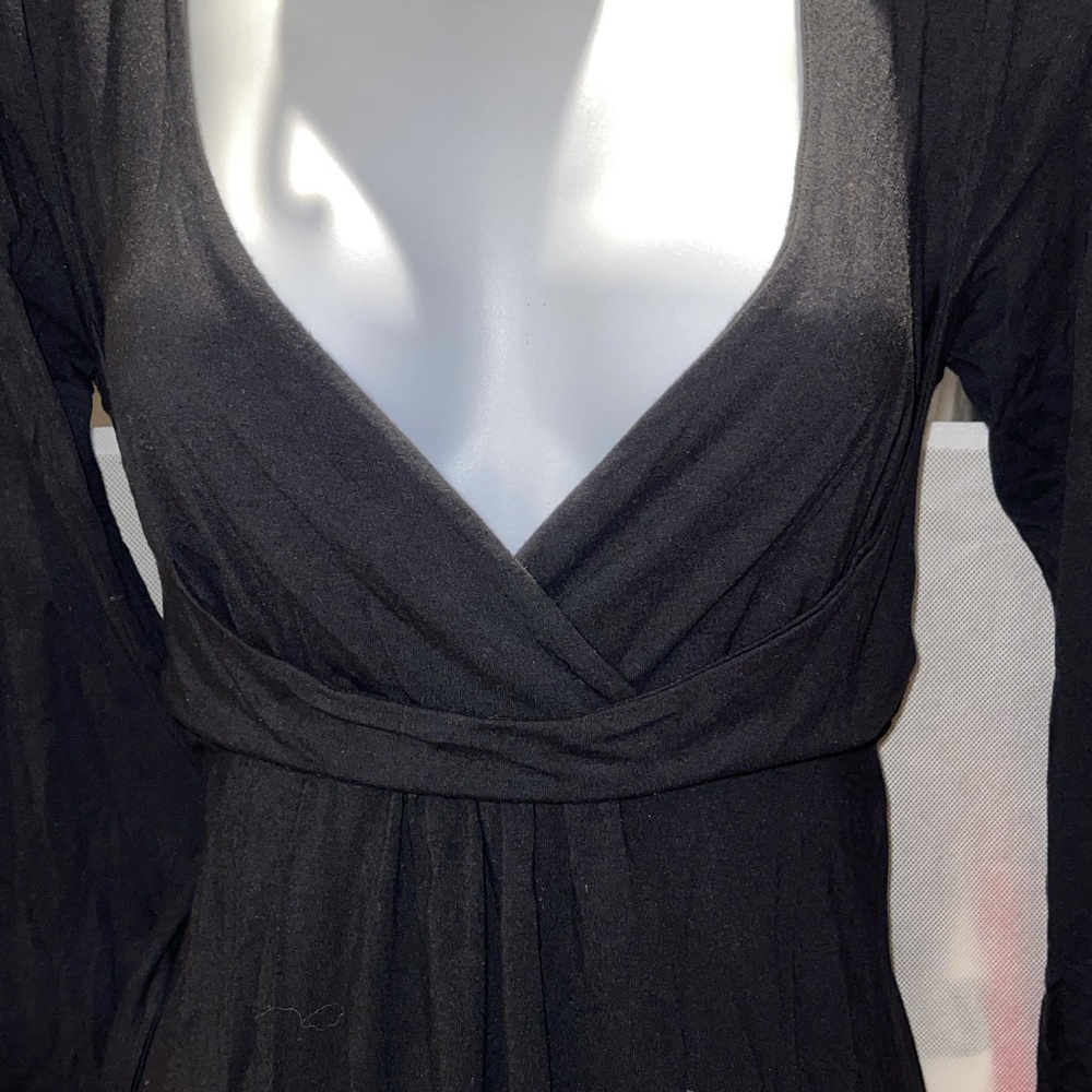 Black Ric Rac Stretch Faux Wrap Dress Medium - Picture 7 of 10